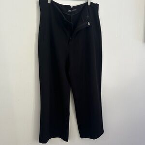 Zara Women's Elegant Black Wide Leg Trousers